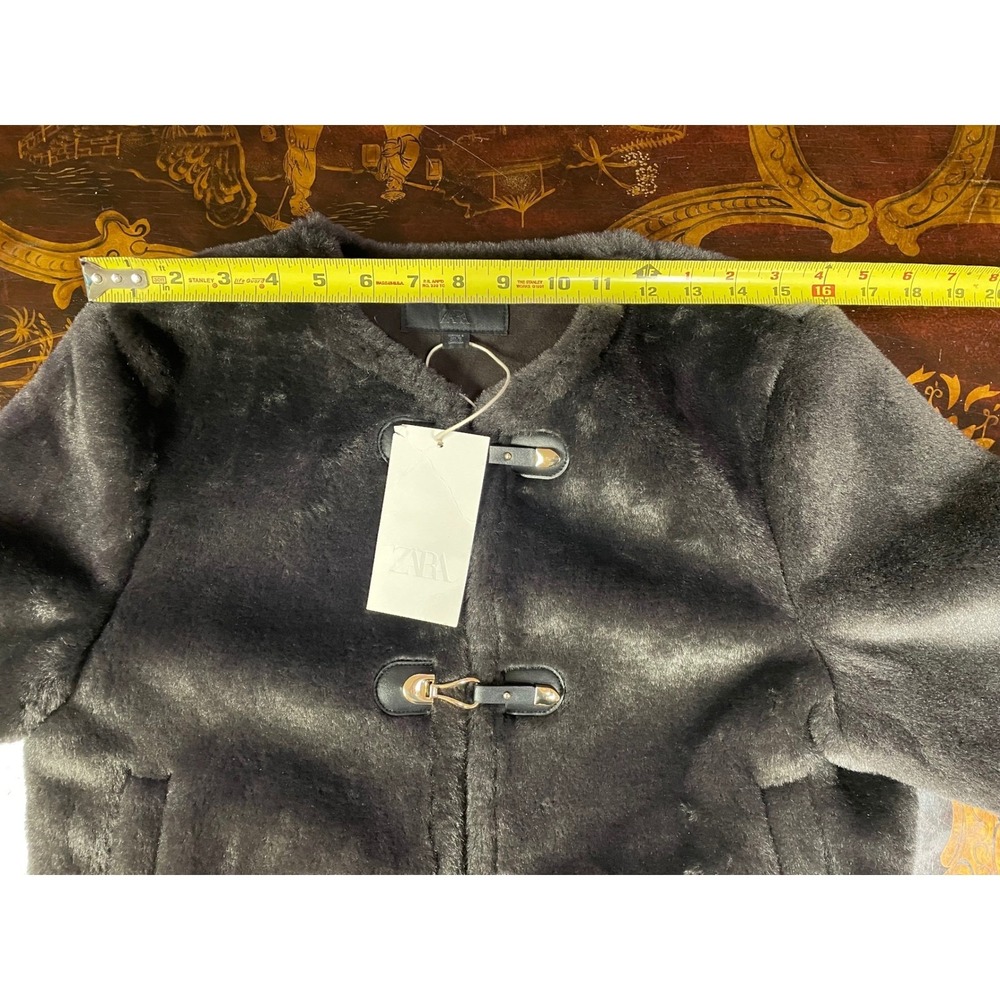 Zara Womens Double Faced Faux Fur Toggle Crop Jacket Brown Cozy Luxury Minimal S - Picture 8 of 16